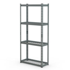 4-Tier Metal Shelving Unit with Anti-slip Foot Pad and Anti-tipping Device-Gray - Color: Gray