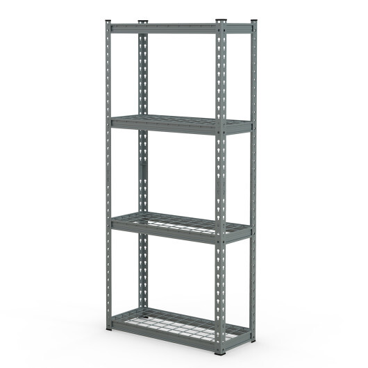 4-Tier Metal Shelving Unit with Anti-slip Foot Pad and Anti-tipping Device-Gray - Color: Gray