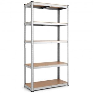 35.5 x 71 Inch Adjustable 5-Layer 2000 lbs Capacity Tool Shelf-Silver - Color: Silver