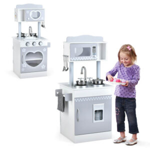 Chef Pretend Kitchen Playset with Cooking Oven and Sink for Toddlers - Color: White