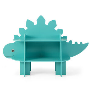 Kids Bookcase Shelf Toy Storage Organizer with Open Storage Shelves-Dinosaur - Color: Turquoise