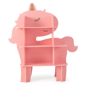 Kids Bookcase Toy Storage Organizer with Open Storage Shelves-Unicorn - Color: Pink