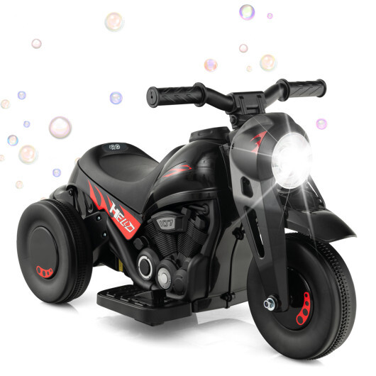 6V Kids Electric Ride on Motorcycle with Bubble Maker and Music-Black - Color: Black