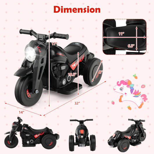 6V Kids Electric Ride on Motorcycle with Bubble Maker and Music-Black - Color: Black - Image 4