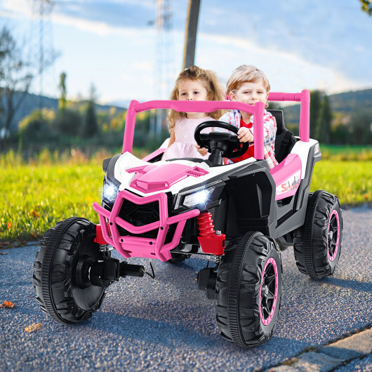 2-Seater Kids Ride on UTV with 2.4G Remote Control for over 3 Years Old Children-Pink - Color: Pink - Image 2