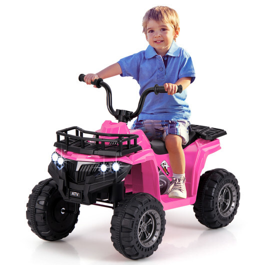 6V Kids Ride On Electric ATV with LED Headlights and MP3 Player-Pink - Color: Pink - Image 3