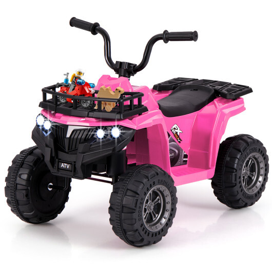 6V Kids Ride On Electric ATV with LED Headlights and MP3 Player-Pink - Color: Pink - Image 5