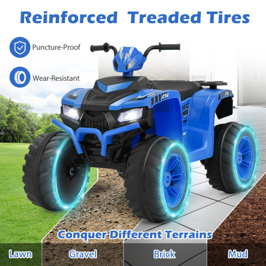24V Kids Ride-On Electric ATV with Wireless Connection for Toddlers 3-8 Years Old-Blue - Color: Blue - Image 3