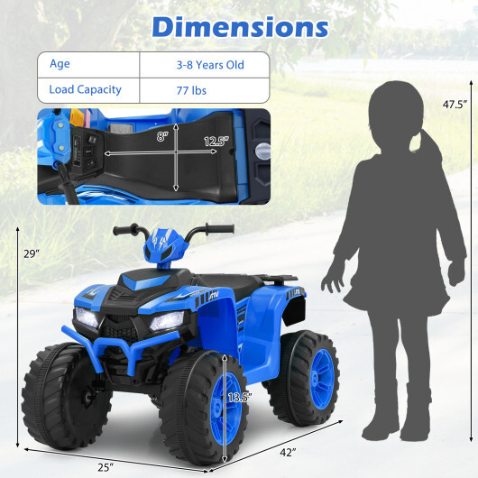 24V Kids Ride-On Electric ATV with Wireless Connection for Toddlers 3-8 Years Old-Blue - Color: Blue - Image 5