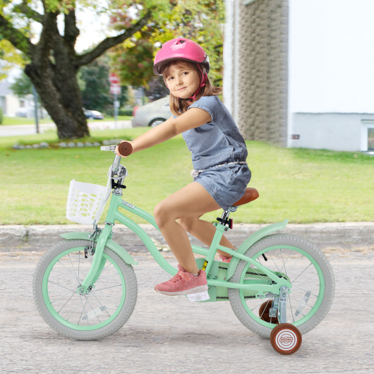 16 Inch Kids Bike with Adjustable Seat and Bell for Kids 3-8 Years Olds-16 inches - Color: Green - Size: 16 inches - Image 2