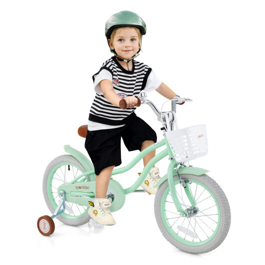 16 Inch Kids Bike with Adjustable Seat and Bell for Kids 3-8 Years Olds-16 inches - Color: Green - Size: 16 inches - Image 4