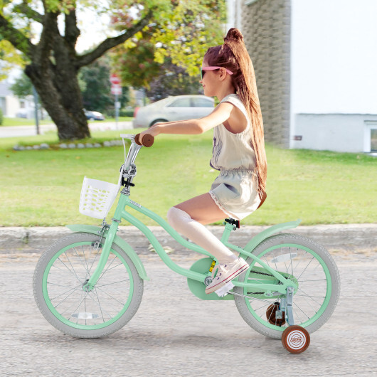 18 Inch Kids Bike with Adjustable Seat and Bell for Kids 3-8 Years Olds-18 inches - Color: Green - Size: 18 inches - Image 2