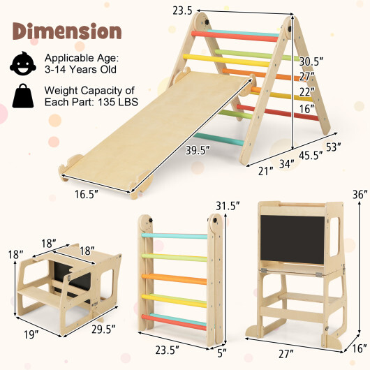 7-in-1 Toddler Climbing Toy Connected Table and Chair Set for Boys and Girls Aged 3-14 Years Old-Multicolor - Color: Multicolor - Image 4