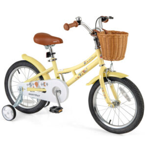 16 Inch Kids Bike Adjustable Bicycle with Reflectors and Bell for Children 4-7 Years Old-16 inches - Color: Yellow - Size: 16 inches