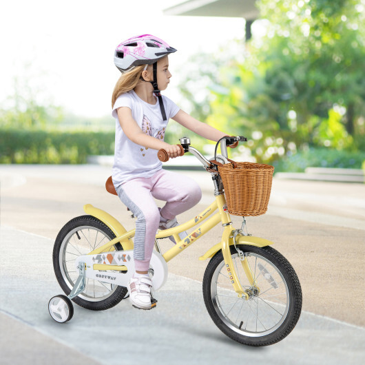 16 Inch Kids Bike Adjustable Bicycle with Reflectors and Bell for Children 4-7 Years Old-16 inches - Color: Yellow - Size: 16 inches - Image 2