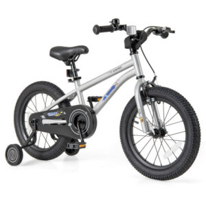 16-Inch Kids Bike Bicycle for Boys Girls 4-7 Adjustable with High Carbon Steel Frame-16 inches - Color: Silver - Size: 16 inches