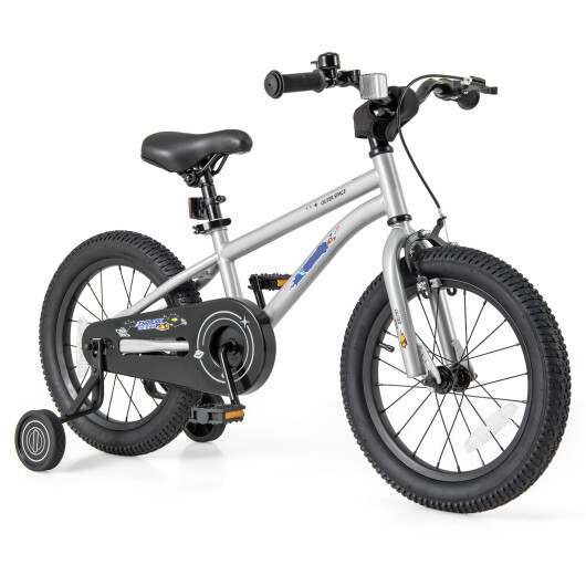 16-Inch Kids Bike Bicycle for Boys Girls 4-7 Adjustable with High Carbon Steel Frame-16 inches - Color: Silver - Size: 16 inches