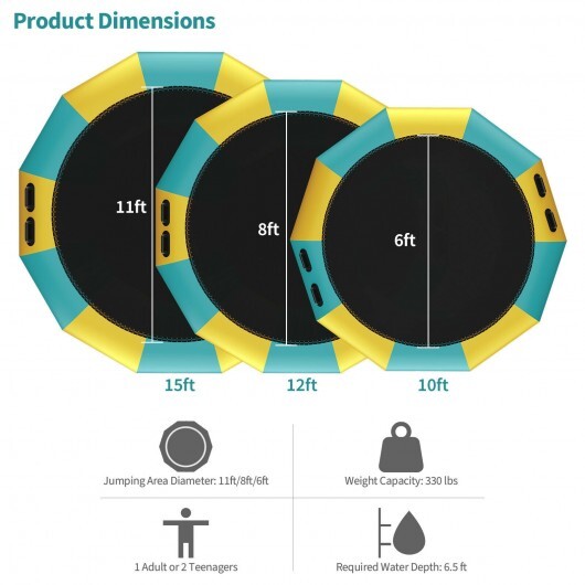 15 Feet Inflatable Splash Padded Water Bouncer Trampoline-Yellow - Color: Yellow - Image 4