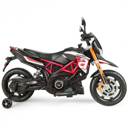 12V Kids Ride-On Motorcycle Aprilia Licensed with Sounds and Music-Red - Color: Red - Image 3