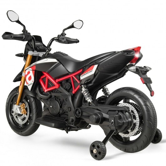 12V Kids Ride-On Motorcycle Aprilia Licensed with Sounds and Music-Red - Color: Red - Image 4