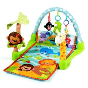 4-in-1 Baby Play Gym Mat with 3 Hanging Educational Toys - Color: Multicolor
