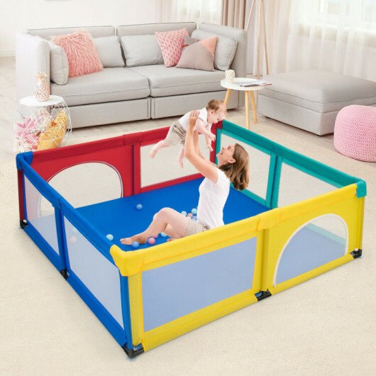 Large Infant Baby Playpen Safety Play Center Yard with 50 Ocean Balls-Color - Color: Multicolor - Image 2