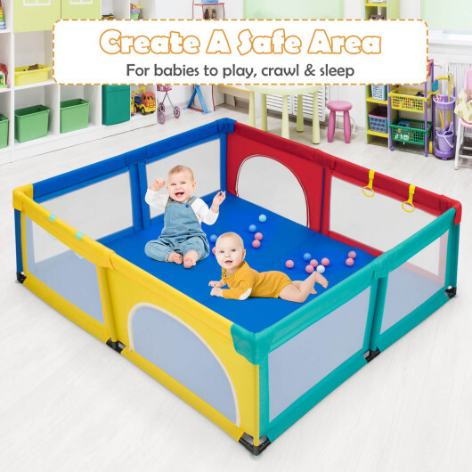 Large Infant Baby Playpen Safety Play Center Yard with 50 Ocean Balls-Color - Color: Multicolor - Image 3