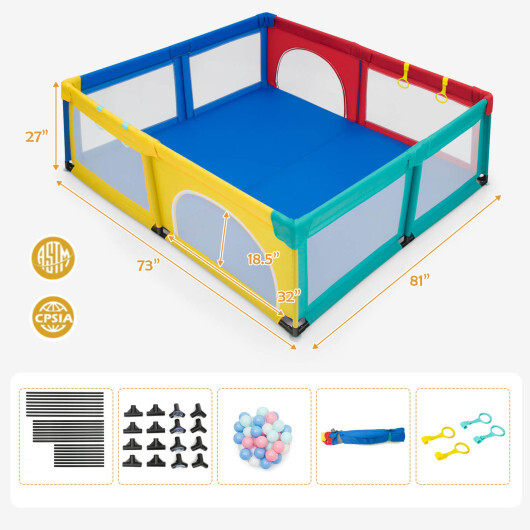 Large Infant Baby Playpen Safety Play Center Yard with 50 Ocean Balls-Color - Color: Multicolor - Image 4