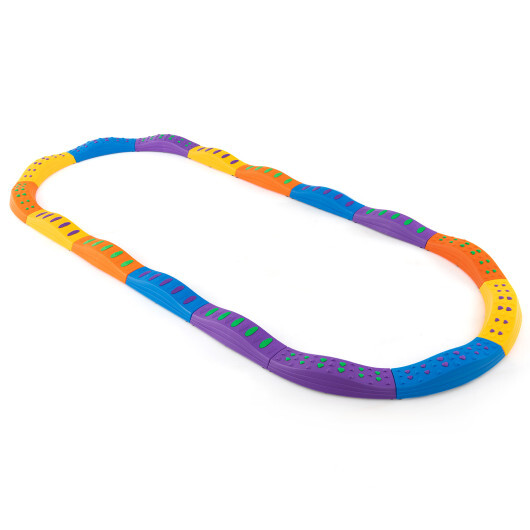 Colorful Kids Wavy Balance Beam with Textured Surface and Non-slip Foot Pads-Blue & Orange - Color: Blue & Orange
