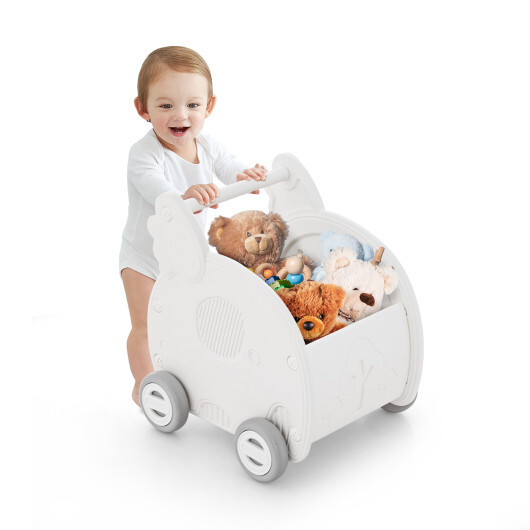 Baby Walker Push Toy with Handle for Boys Girls of 3+ Years Old-White - Color: White