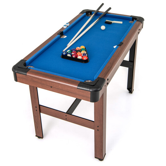 48 Inch Pool Wooden Game Table with Full Set of Ballsfor Kids and Adults-Blue - Color: Blue - Image 4