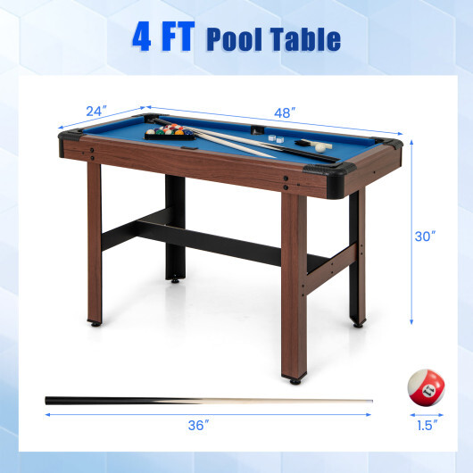 48 Inch Pool Wooden Game Table with Full Set of Ballsfor Kids and Adults-Blue - Color: Blue - Image 5